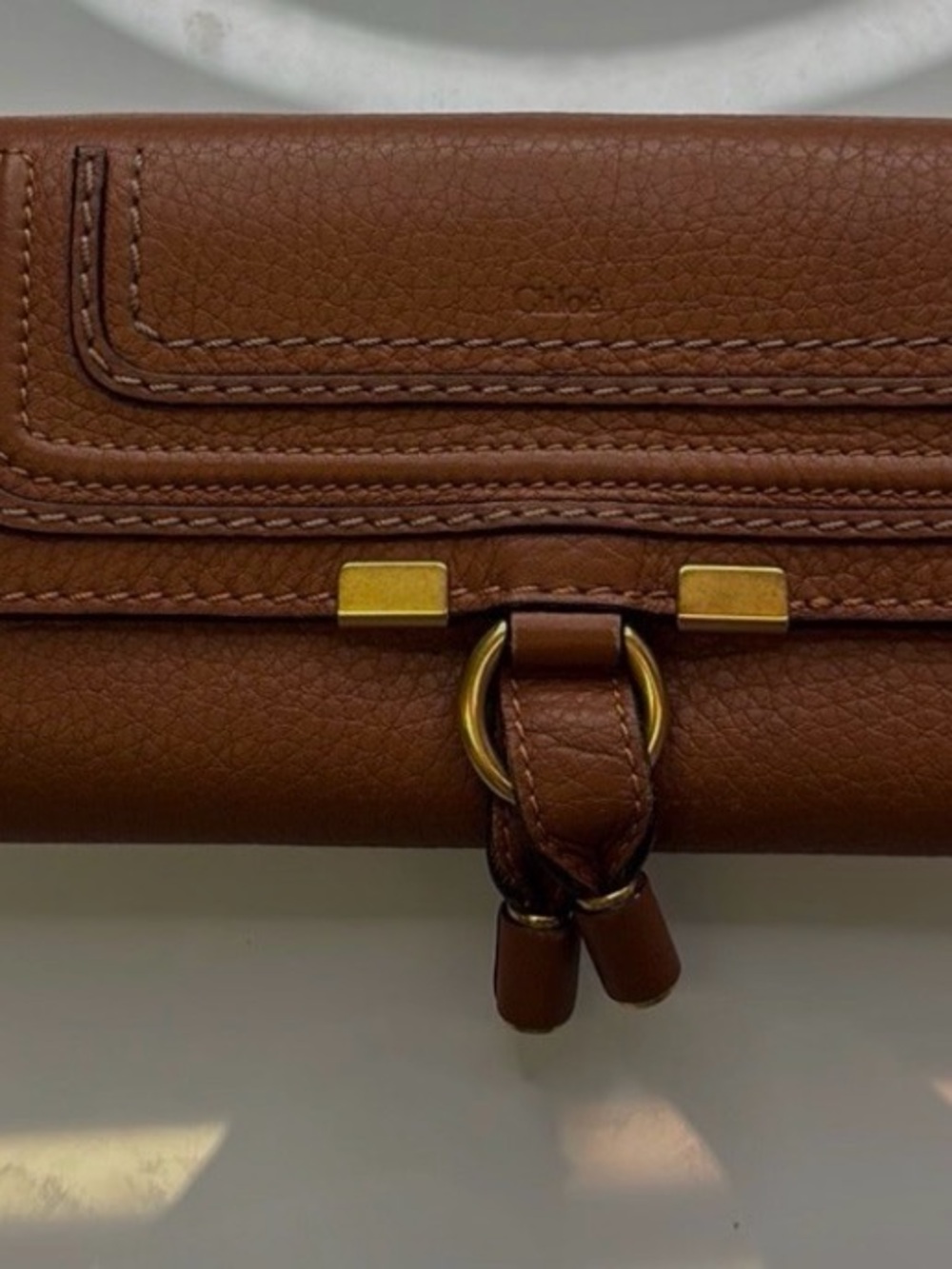 Chloe Brown Leather Wallet with Gold Hardware
